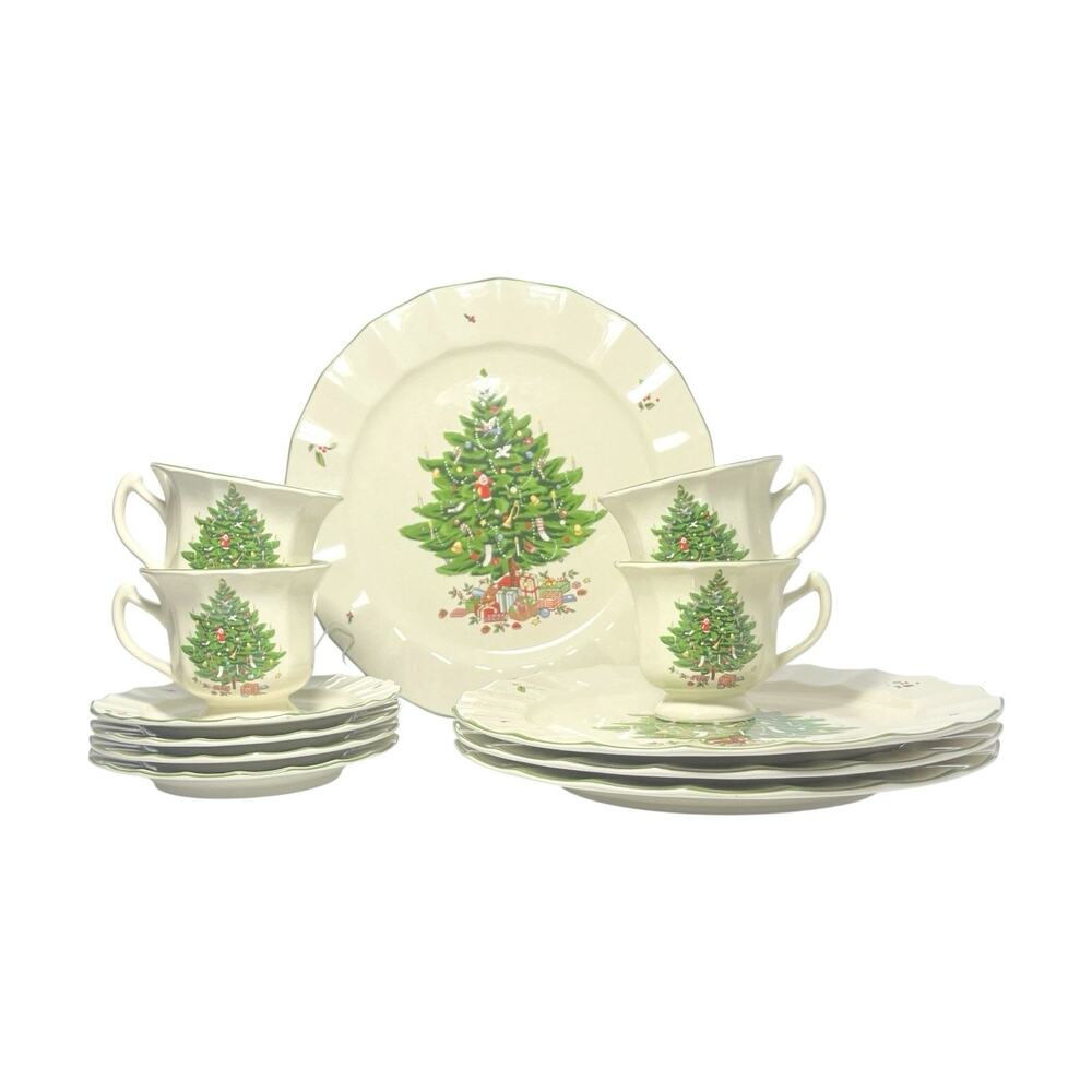 Studio Nova “Holiday Season” 12-Piece Dinnerware Set & Box, Dinner Plates Teacup